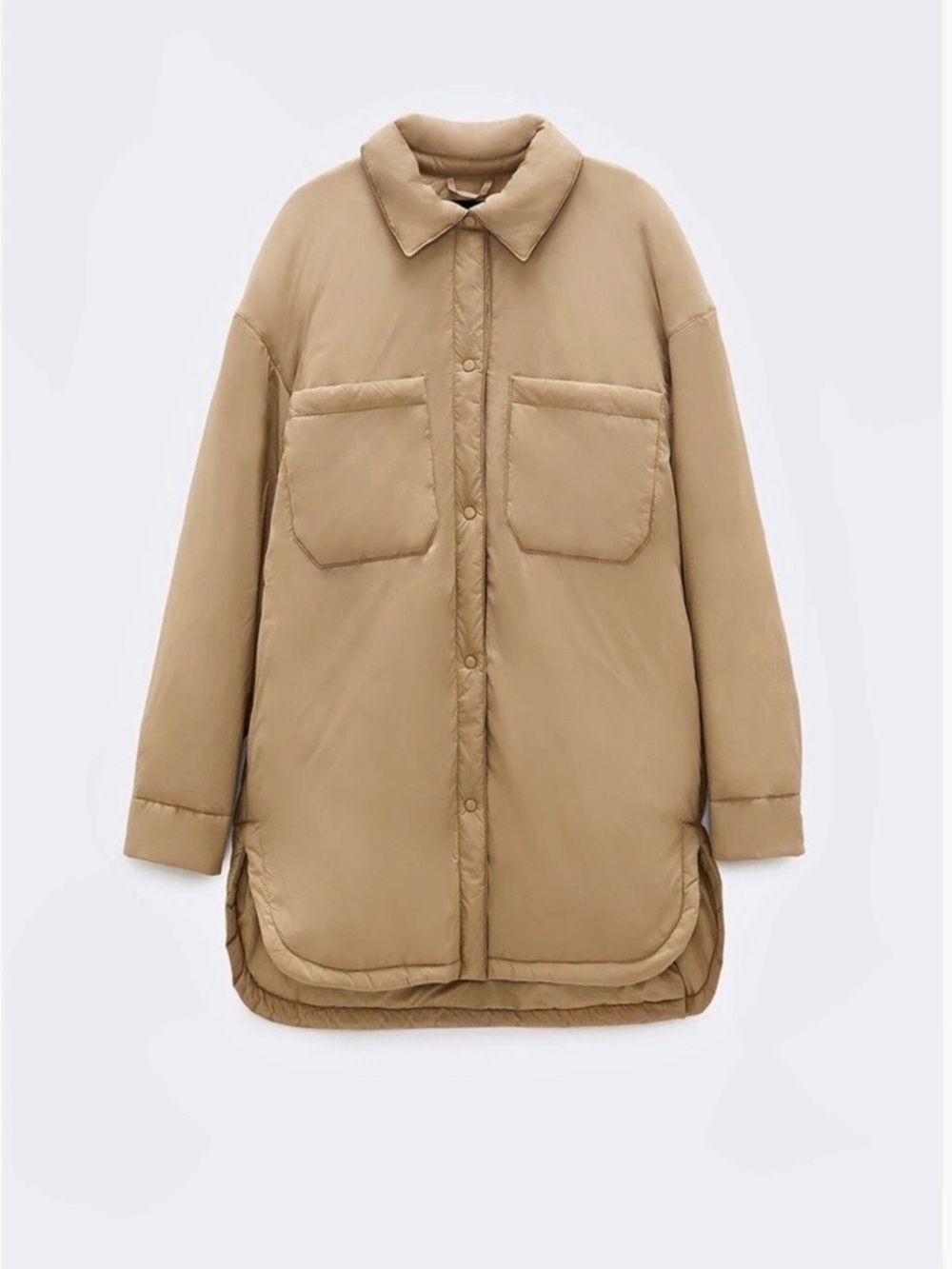 Zara Water Repellent Overshirt M Tan